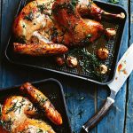 Redcurrent glazed roast turkey with crispy tarragon